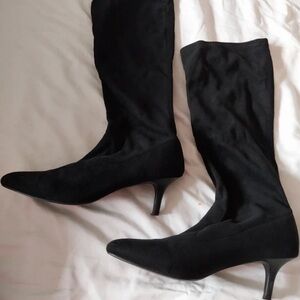 Boots Black Suede Heeled Boots
